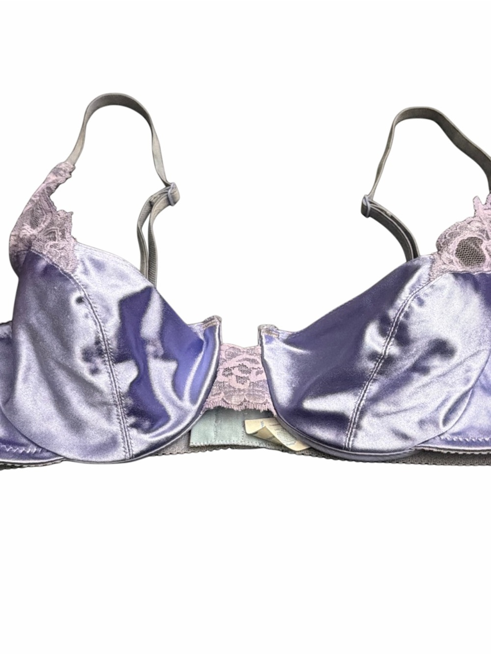 Lily of France Satin Lace Underwire Bra - Lavender Purple 34B